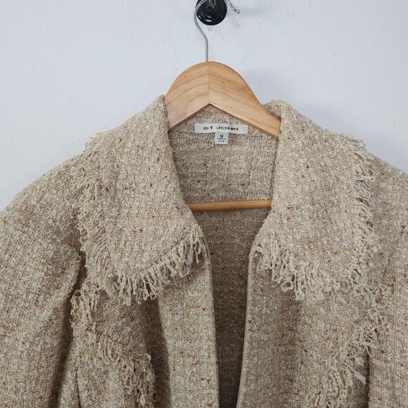 St John Marie Tan Brown Santana Knit Zip Tunic Blazer 12 - Picture 2 of 16